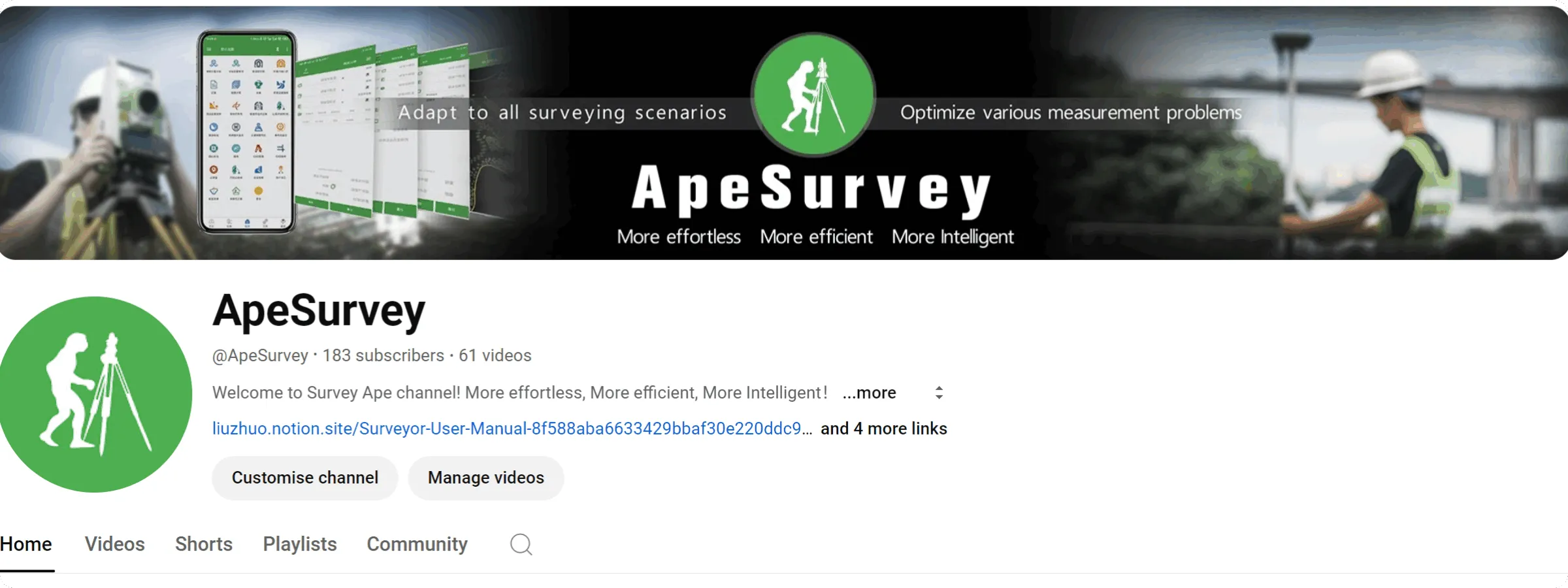 YouTube channel homepage